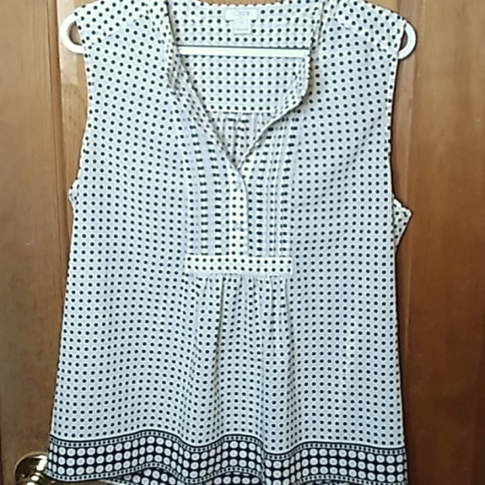 J Crew  Cream And Black Polka Dot Tank Top Size 10